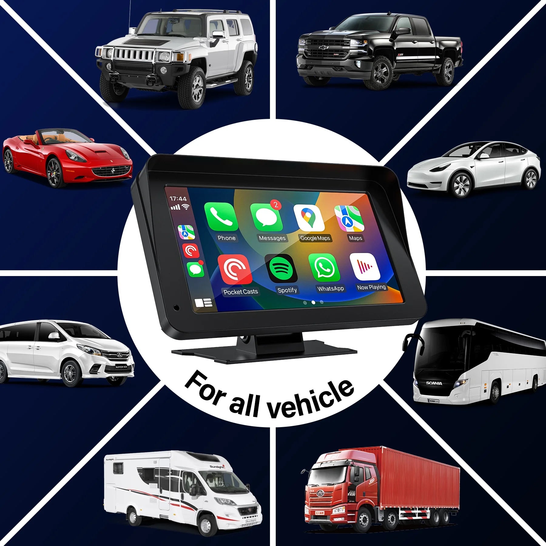 Wireless Carplay Screen, 7" Car Play Screen & Stereo Fit for Android Auto and Apple Carplay - Multimedia Player, Bluetooth, for Car, Trucks, SUV New