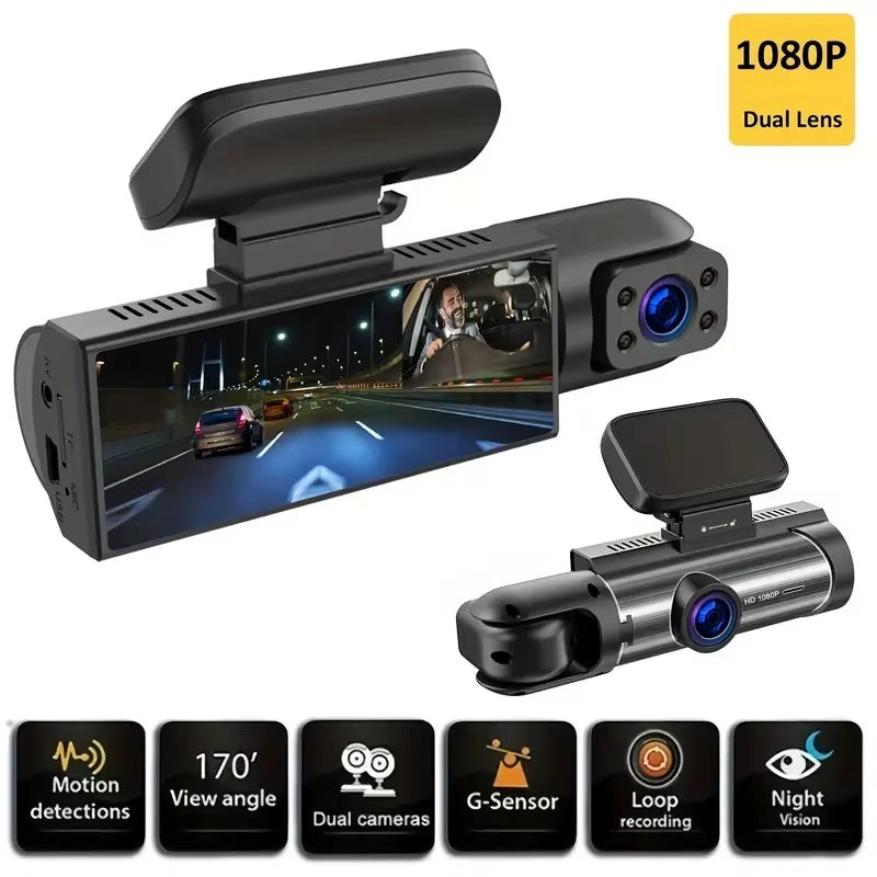 1080P Dual Camera,Dash Cam for Cars,Front and Inside,Car Camera with IR Night Vision,Loop Recording,Wide Angle Car DVR Camera