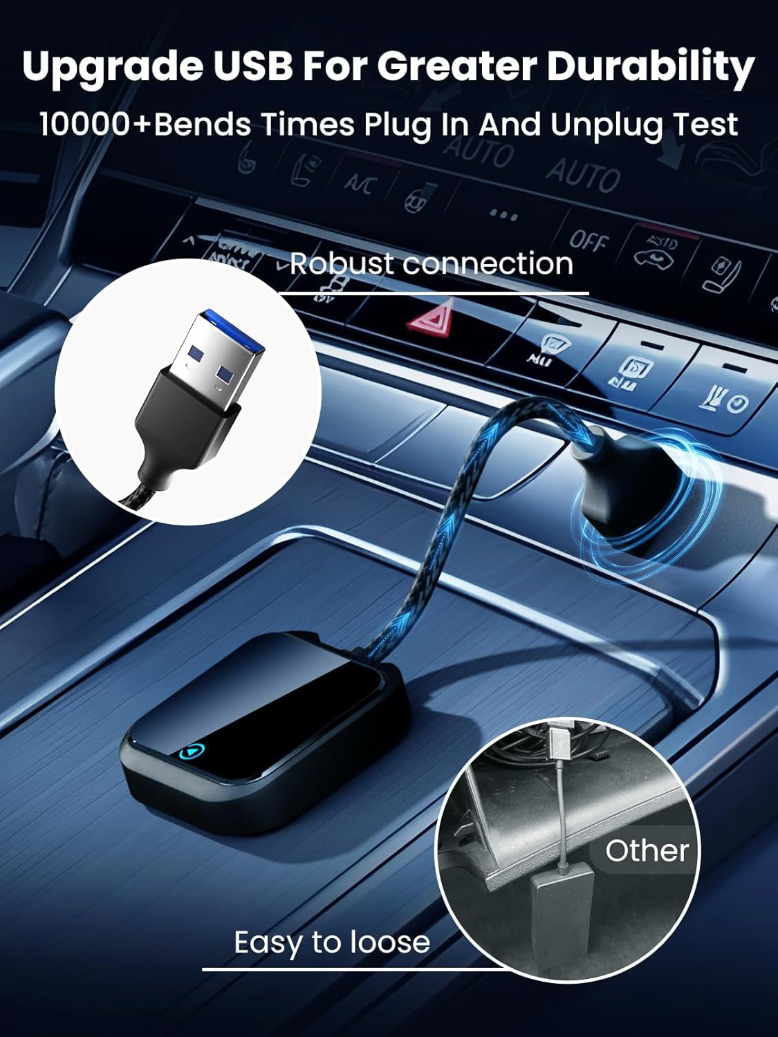 Wireless Carplay and Android Auto Adapter with Fast Stable 5Ghz Wifi Bluetooth, Wireless Carplay Adapter for Apple Applies to Cars after 2016 & Phone with Android11+/ Ios10+ & Usb-A/Type-C (Black)