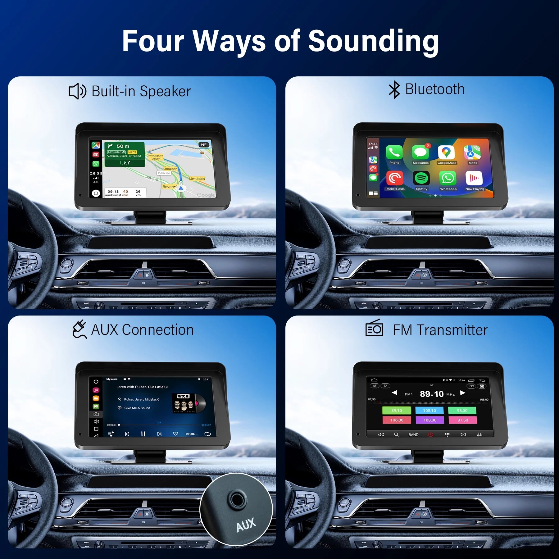 Wireless Carplay Screen, 7" Car Play Screen & Stereo Fit for Android Auto and Apple Carplay - Multimedia Player, Bluetooth, for Car, Trucks, SUV New