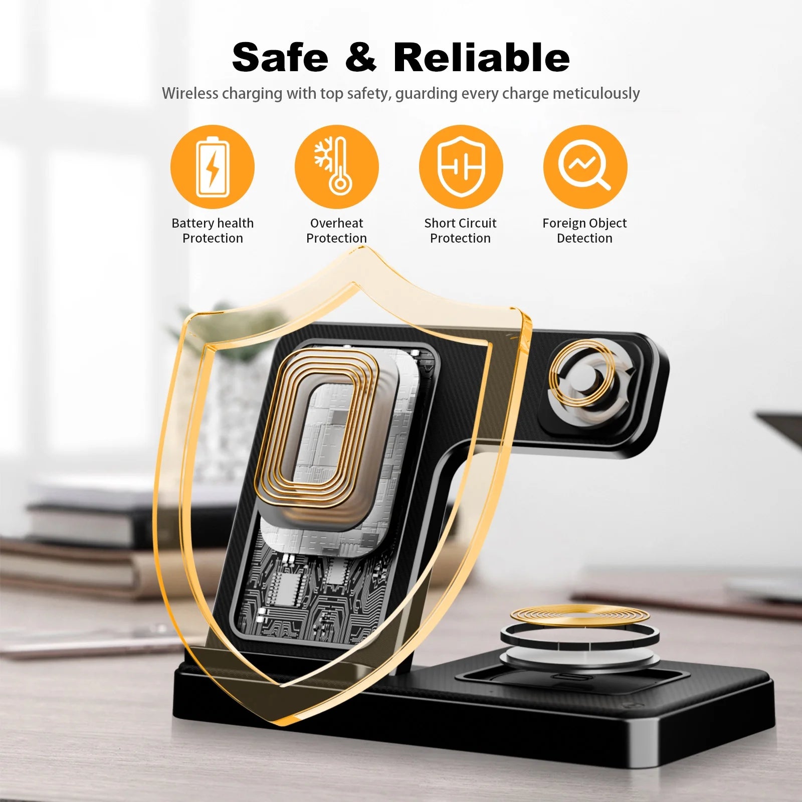 3 in 1 Wireless Charger, Foldable and Portable Charging Station, Fast Charging Stand for Iphone 16 15 14 13 12 11 Pro Max XS XR X 8, Compatible with Iwatch Series and Airpods 3 2 Pro