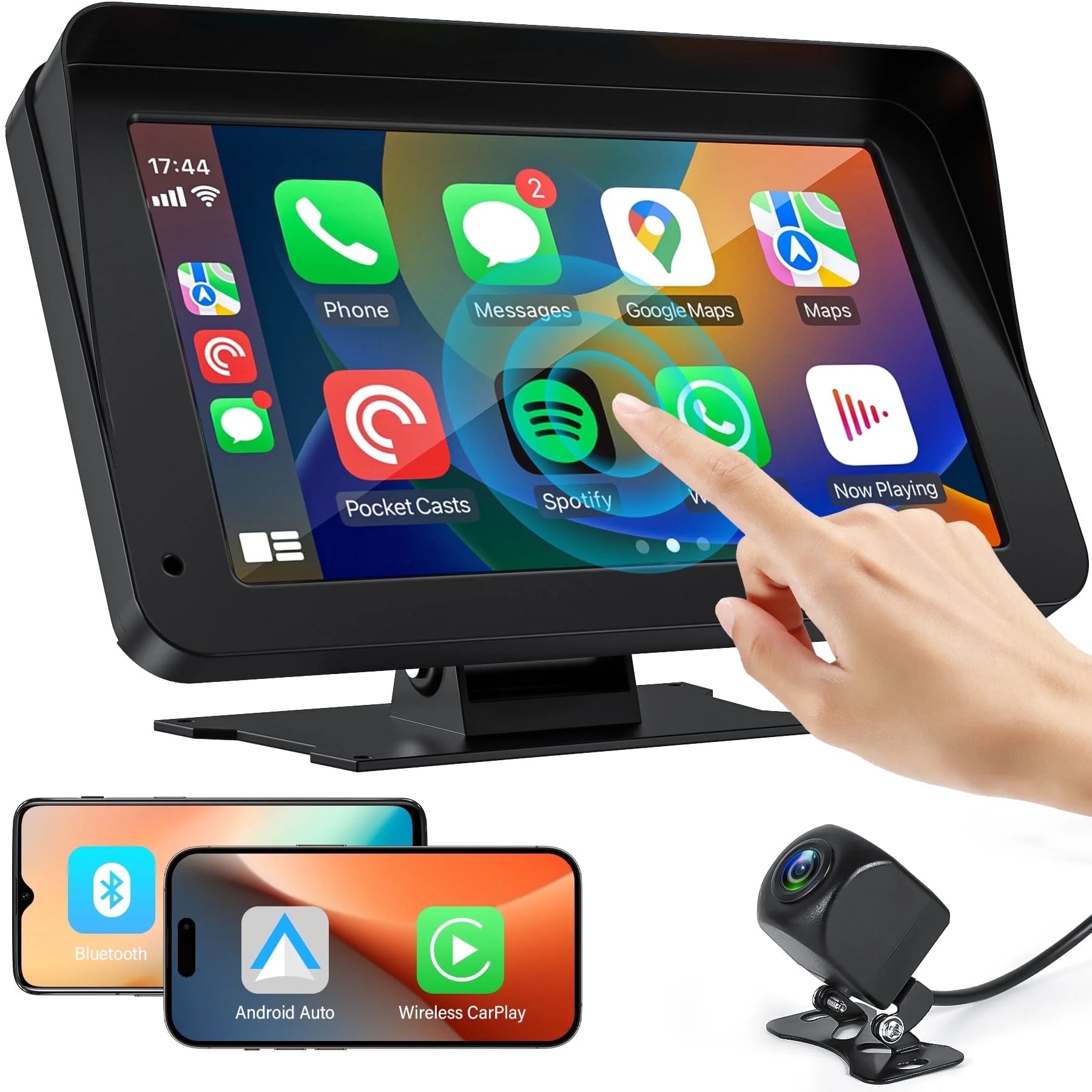 Wireless Carplay Screen, 7" Car Play Screen & Stereo Fit for Android Auto and Apple Carplay - Multimedia Player, Bluetooth, for Car, Trucks, SUV New