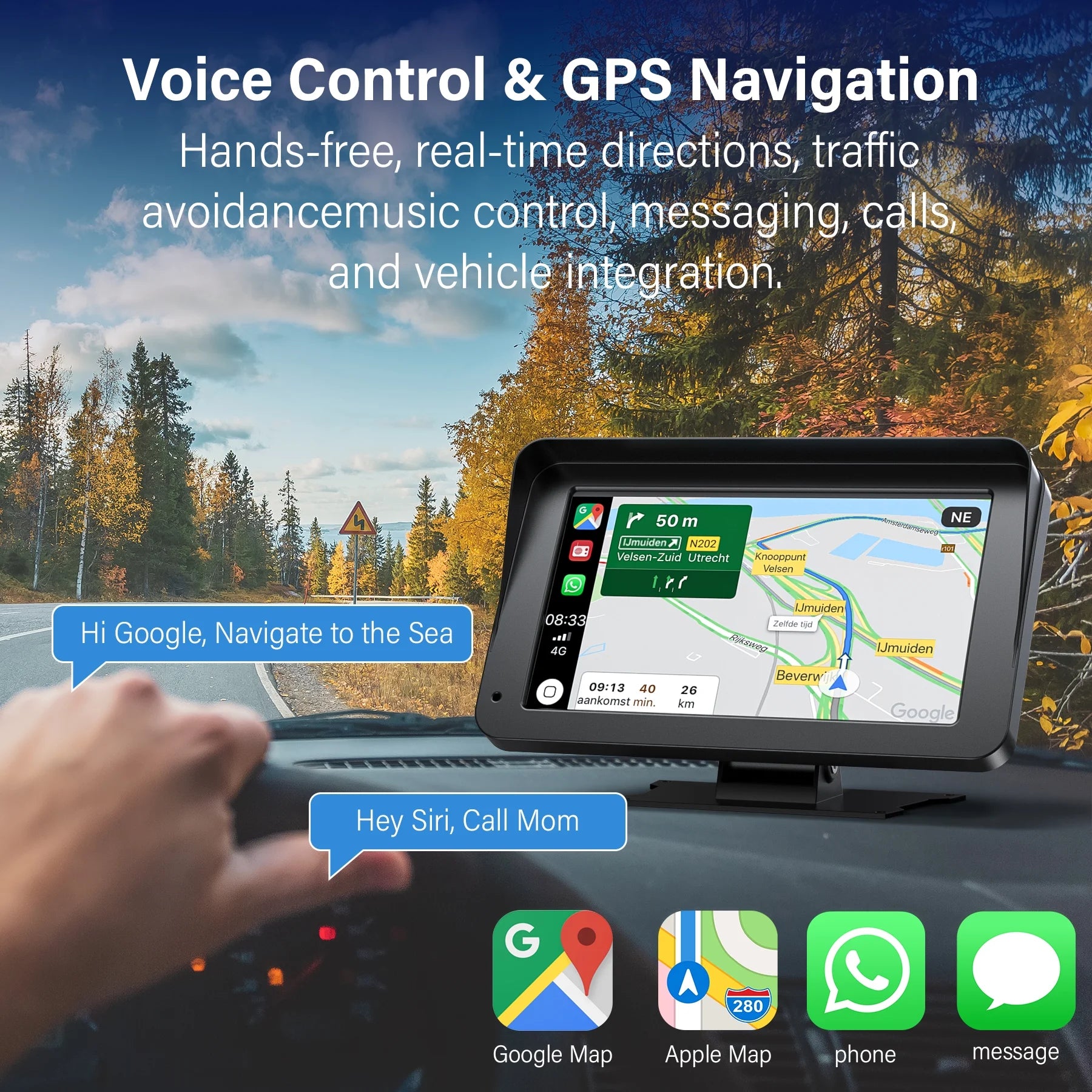 Wireless Carplay Screen, 7" Car Play Screen & Stereo Fit for Android Auto and Apple Carplay - Multimedia Player, Bluetooth, for Car, Trucks, SUV New