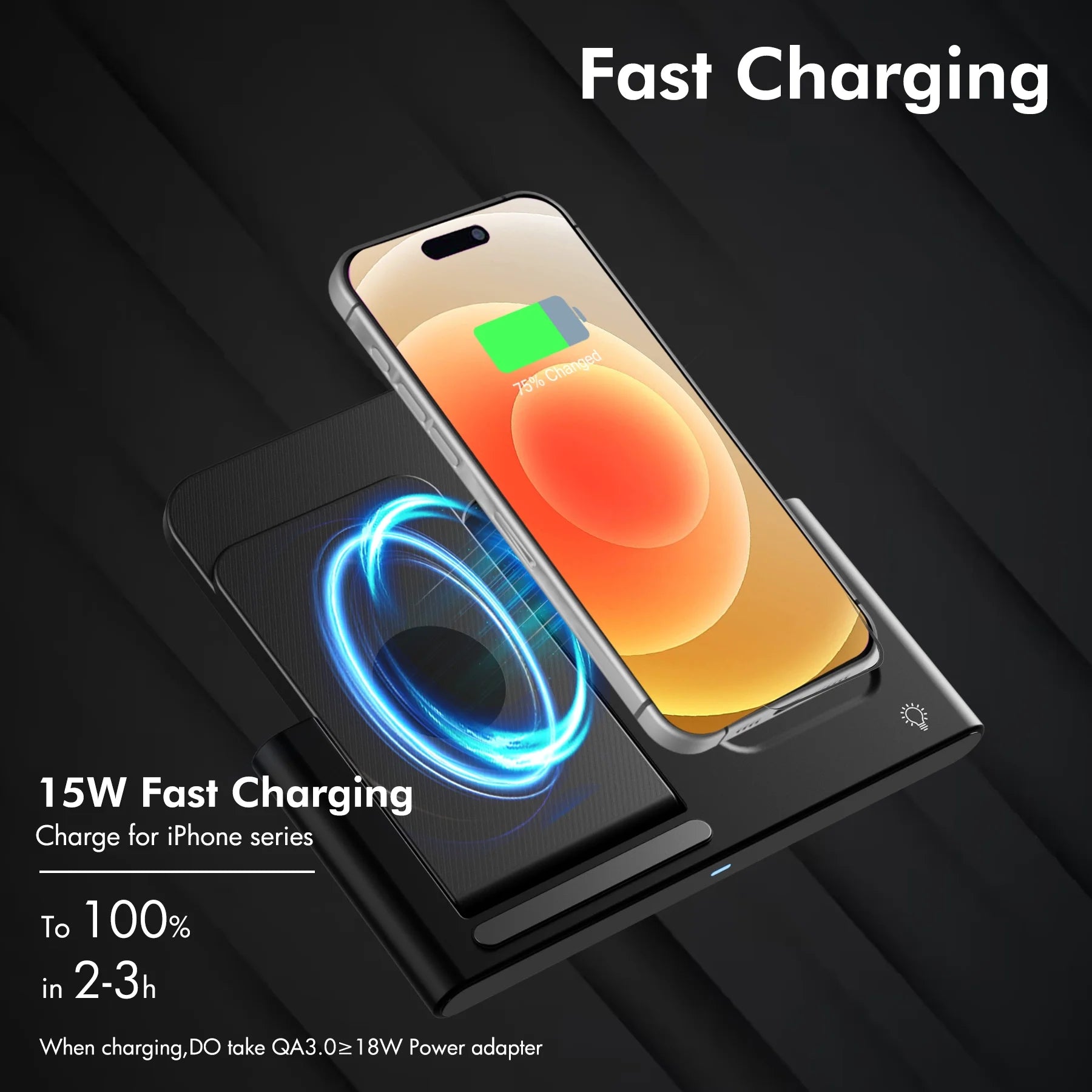 3 in 1 Wireless Charger, Foldable and Portable Charging Station, Fast Charging Stand for Iphone 16 15 14 13 12 11 Pro Max XS XR X 8, Compatible with Iwatch Series and Airpods 3 2 Pro