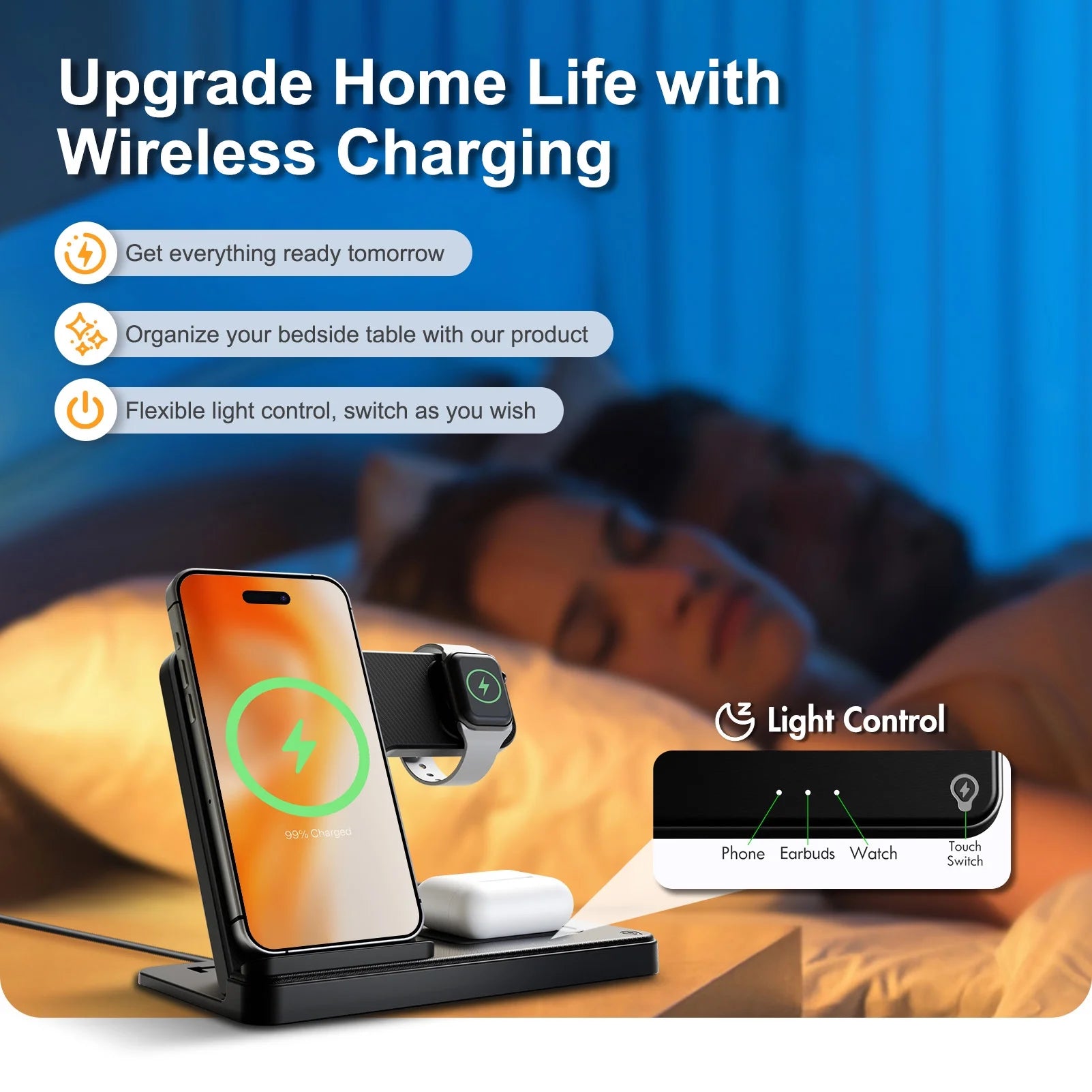 3 in 1 Wireless Charger, Foldable and Portable Charging Station, Fast Charging Stand for Iphone 16 15 14 13 12 11 Pro Max XS XR X 8, Compatible with Iwatch Series and Airpods 3 2 Pro