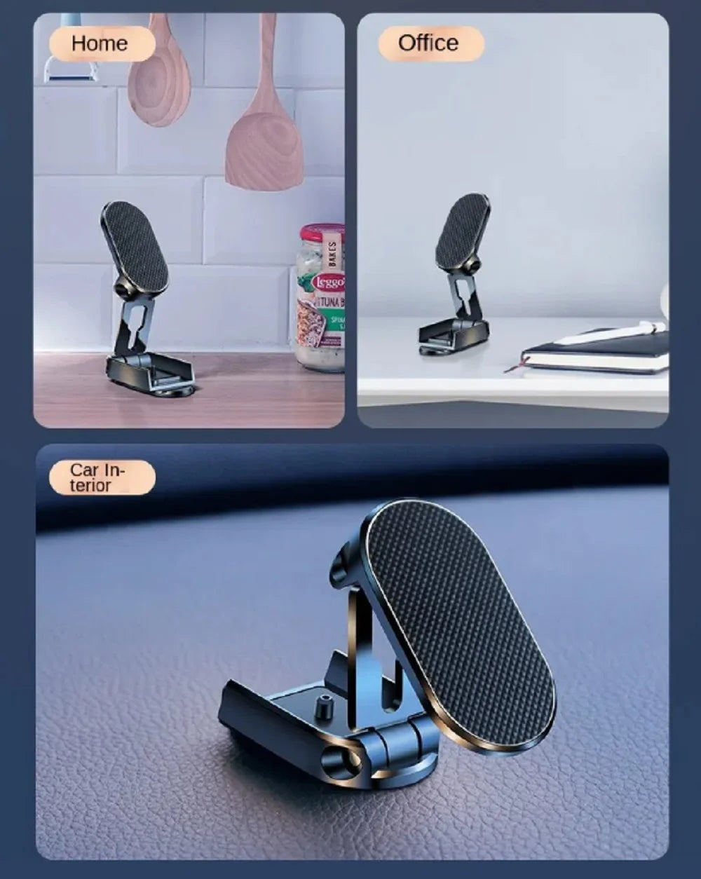 1-Pack Universal Magnetic Car Mount Stand-Foldable 360 Rotation Dashboard Phone Holder TIKA