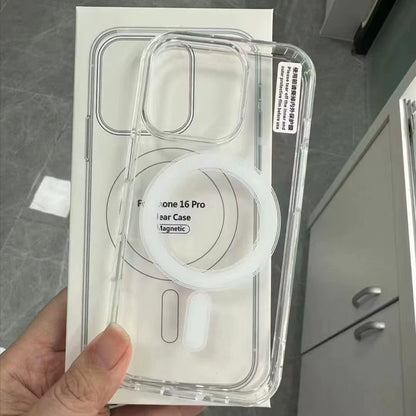 Tpu Pc Wireless Charging Clear Phone Case for Iphone 17 Back Cover Shockproof Magnetic Phone Case for Iphone 14 15 16 17 Pro Max