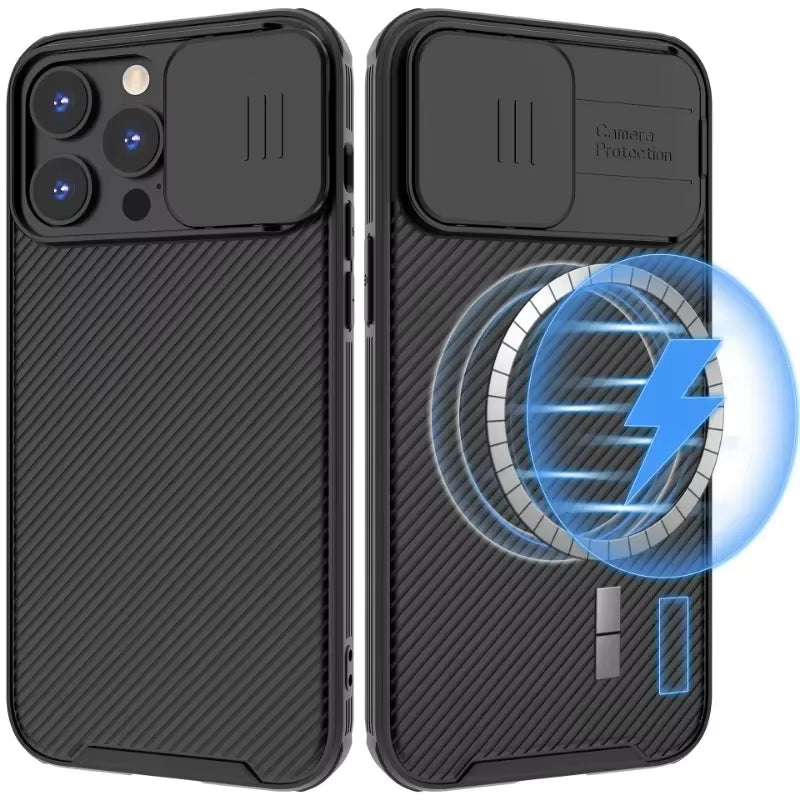 Magnetic Case for Iphone 17 16 16E 15 14 13 12 11 Pro Max Push Window Protection Lens Cover